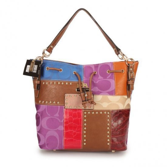 Coach Holiday Stud Large Brown Multi Shoulder Bags EBB | Coach Outlet Canada - Click Image to Close